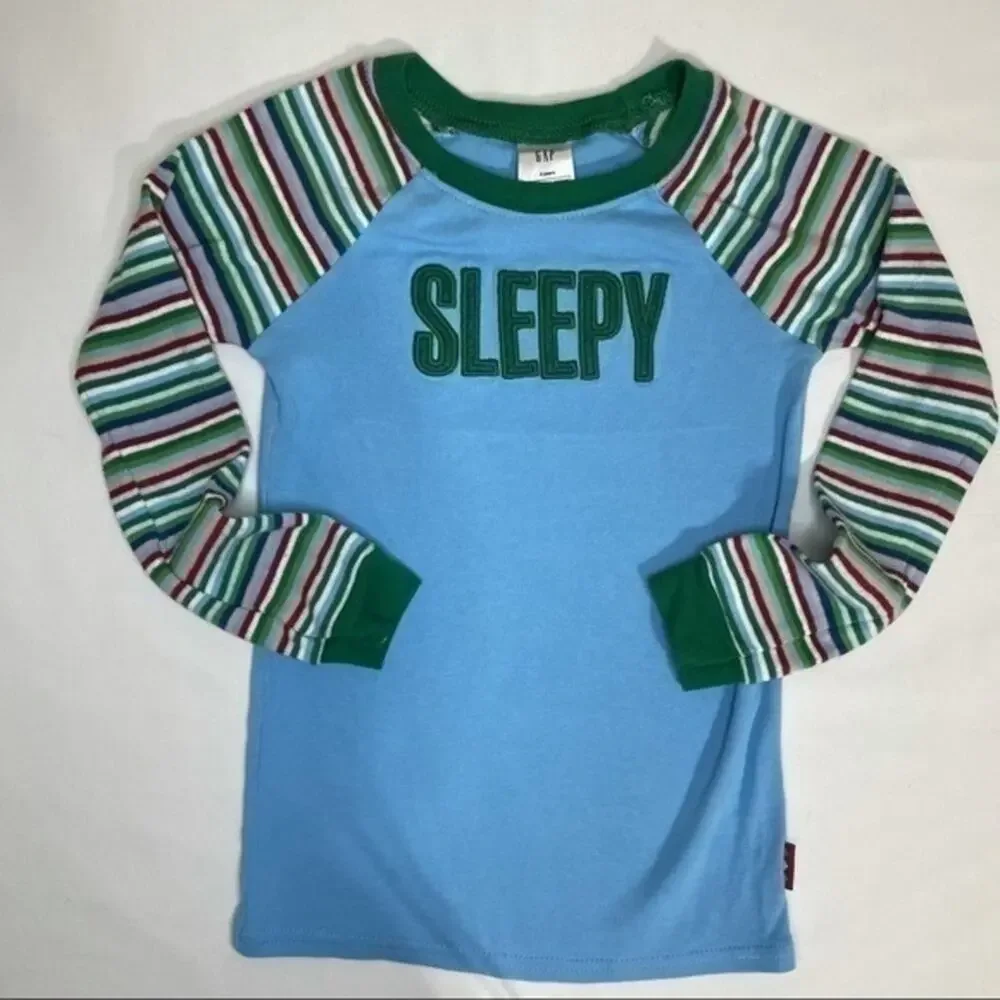 Carter’s Holiday T-shirt Sleepy Striped Embroidered long sleeve sleepwear top 3T